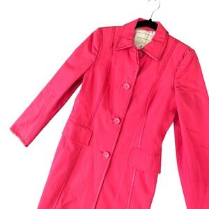 VTG Y2K Banana Republic Pink Trench Coat‎ Womens S Coquette Preppy Chic Retro